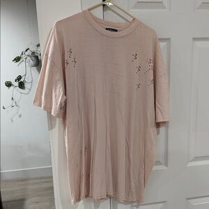 Boohoo MAN Distressed Pink T-Shirt